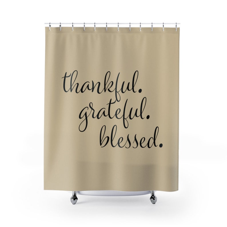 Thankful Grateful Blessed Shower Curtain More Colors Available Etsy