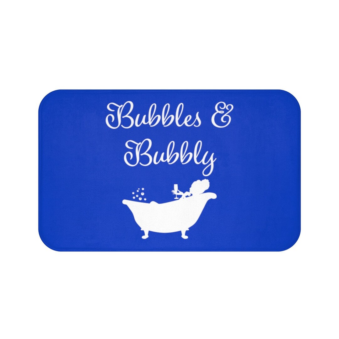 Bubbles and Bubbly Bath Mat Royal Blue Customizable Etsy