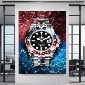 Rolex GMT Master Pepsi XIV - Luxury Watch Artwork, Canvas Wall Art, Modern Wall Art, Watch Poster, Custom Canvas Prints, Watch Art