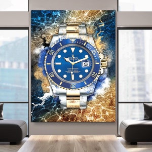 Rolex Submariner Two-Tone XIV - Luxury Watch Artwork, Canvas Wall Art, Modern Wall Art, Watch Poster, Custom Canvas Prints, Watch Art