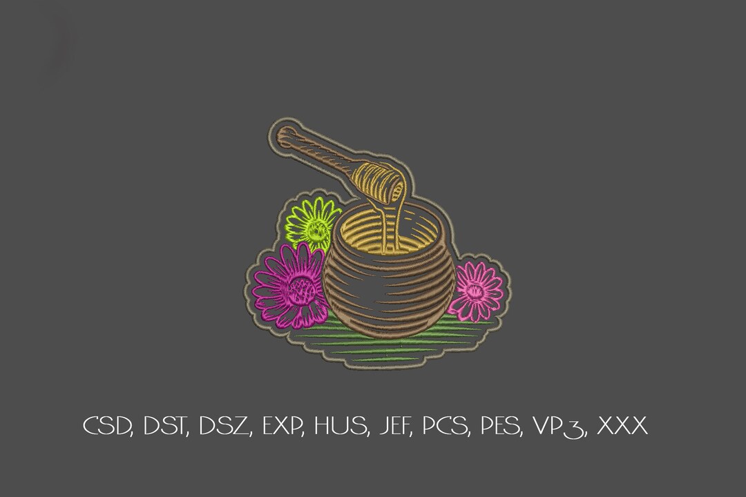 Honey Pot Machine Embroidery, Apron Colorful Embroidery, Digital Design