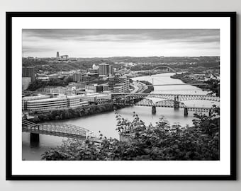 Pittsburgh, Pennsylvania Bridges in Black and White - Fine Art Photograph - Framed - Ready-to-Hang - Multiple Sizes