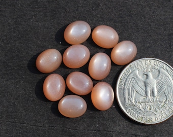 100% Natural Peach Moonstone Cabochon 10 Pcs 8x10 mm Oval Shape Calibrated Size A One Quality Peach Moonstone Loose Gemstone For Jewelry#455