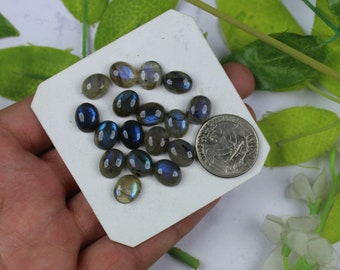 Amazing Natural Labradorite Cabochon 15 Pcs 9x11 mm Oval Shape Calibrated Size Blue Flashy High Quality Labradorite Gemstone For Jewelry#933