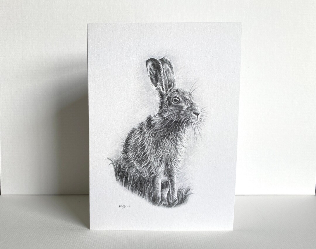 Carte De Vœux Lièvre « Bonjour » - Vierge à L'intérieur, Parfaite Pour Anniversaire