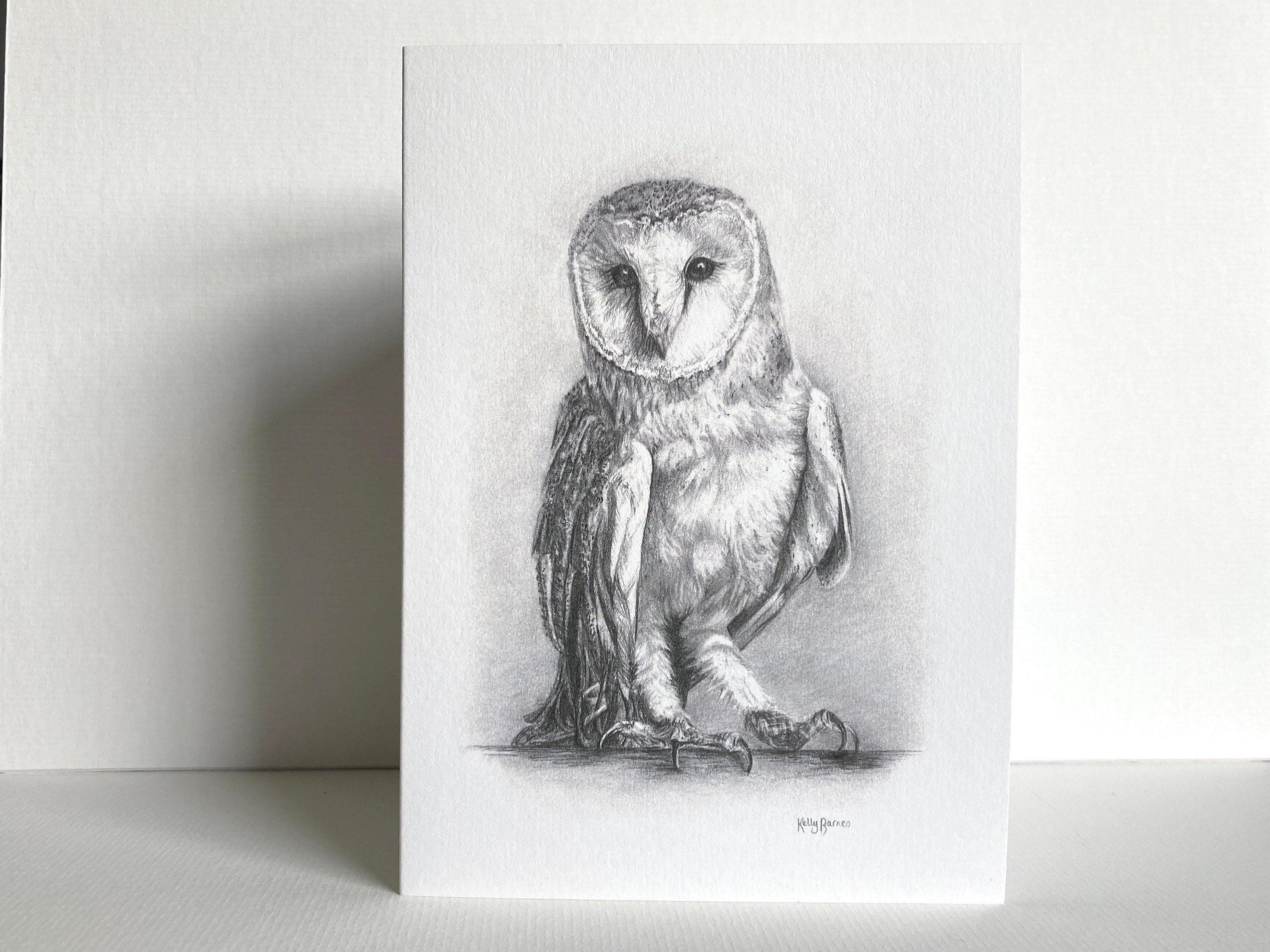 Barn Owl Greeting Card | Wildlife Card | Hand-Drawn Pencil Sketch | Blank Inside | UK Artist