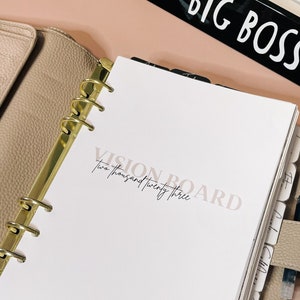 PRINTED | Vision Board Insert | 3 Page - 2 sided Planner inserts Gm mm pm planners Agendas Filofax  HP Hobo and discbound