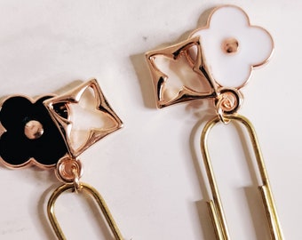 Minimalistische klaver bloem planner clips en bedels meisje baas dame planner dagboek of agenda, voor grote agenda A5 persoonlijke planners