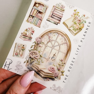 PEGATINAS PARA PLANIFICADORAS / Lectura en primavera V / Pegatinas decorativas para planificador Read Tea / Gm Mm / A5 A6 B6 Personal Pocket / HP Half Letter Mini & Classic