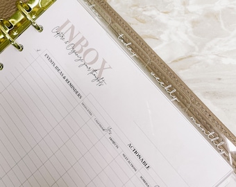 TOP CLEAR TABS | Monthly Planner Dividers | Acetate | White Script Font | For luxury monthly Lady Boss designer Planner Agenda gm mm pm