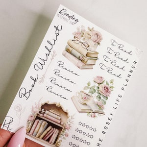 PEGATINAS PARA PLANIFICADORAS / Lectura en primavera Vi / Pegatinas decorativas para planificador Read Tea / Gm Mm / A5 A6 B6 Personal Pocket / HP Half Letter Mini & Classic