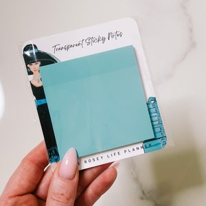 TRANSPARANTE STICKYNOTJES | Tiffany's Blue| 50 vellen | Notitieblok | Persoonlijk A5 A6 B6-zakje | Hp halve letter mini en klassiek | Vierkant