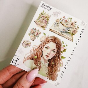 PEGATINAS PARA PLANIFICADORAS / Lectura en primavera IV / Pegatinas decorativas para planificador Read Tea / Gm Mm / A5 A6 B6 Personal Pocket / HP Half Letter Mini & Classic