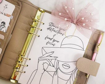 Clip para agenda con lazo / Clip de tela con perlas y cuentas / Dorado / Estilo "Chica Jefa" / Hecho a mano / Decoración para agenda / Marcapáginas elegante de bailarina parisina