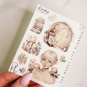 PEGATINAS PARA PLANIFICADORAS / Lectura en primavera ii / Pegatinas decorativas para planificador Read Tea / Gm Mm / A5 A6 B6 Personal Pocket / HP Half Letter Mini & Classic