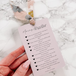 JOURNALING BOOKMARK CARD | Zelfliefde ochtend- en avondaffirmaties | Minimalistisch | Decor | Plannerpaginamarkering |Motiverend| Hobonichi