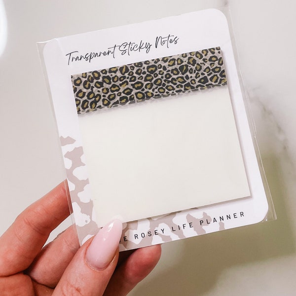 TRANSPARENT STICKY NOTES | Memo pad | Leopard - Cheetah Print | Note Pad | A5 A6 B6 Personal Pocket | Hp Half Letter Mini & Classic | Square