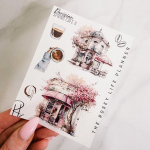 PEGATINAS PARA PLANIFICADOR / Café Primavera Parisino II / Pegatinas decorativas para planificador / Gm Mm / Bolsillo personal A5 A6 B6 / Hp Media Carta Mini y Clásica