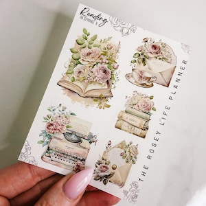 PEGATINAS PARA PLANIFICADORAS / Lectura en primavera X / Pegatinas decorativas para planificador Read Tea / Gm Mm / A5 A6 B6 Personal Pocket / HP Half Letter Mini & Classic