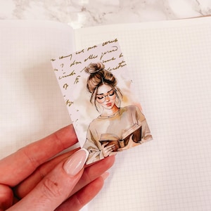 TARJETA DE DIARIO / Libros y lazos / Marcador / Decoración / Marcador de página de planificador /