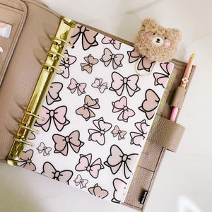 PLANNER DASHBOARD | Vellum | Beige And Pink Bow | Gm Mm | A5 A6 B6 Personal Pocket | HP Half Letter Mini & Classic |