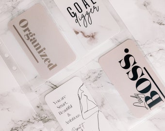 Frosted Planner Cards and Pocket Holder / Journaling Cards for all Planner types, A5, GM, MM Personal,  Filofax Pocket size, Agenda, binder