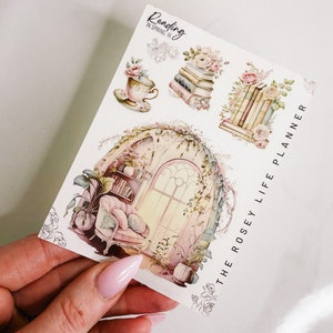 PEGATINAS PARA PLANIFICADORAS / Lectura en primavera Ix / Pegatinas decorativas para planificador Read Tea / Gm Mm / A5 A6 B6 Personal Pocket / HP Half Letter Mini & Classic