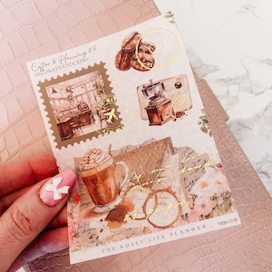 PLANNER STICKERS | Coffee and Planning 2.0 | Planner Gold Foil Deco stickers | A5 A6 B6 Personal | Hp Half Letter Mini & Classic | sheet 10
