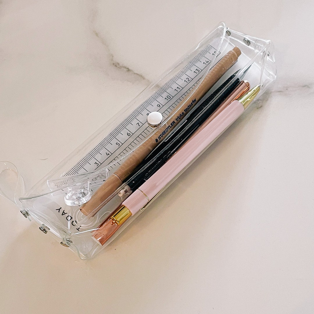 PENCIL CASE Clear Pouch Functional Stationary Storage Gm Mm A5 A6