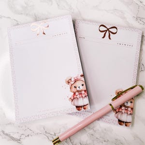 Bear | Notepad |  | 50 Sheets |Writing l Organized| Schedule | Notes | A6 Notepad |