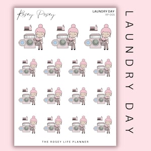 Jour de lessive | ROSEY POSEY | Transparent mat et mat | Stickers pour agendas Ring disc et Bullet Journal | RP-005