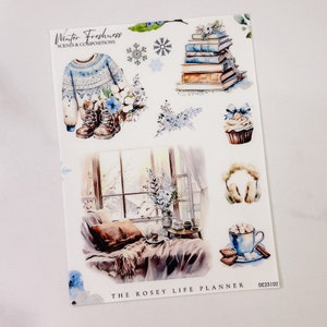 PEGATINAS PARA PLANIFICADOR / Frescura Invernal 2 / Pegatinas decorativas para planificador / DE02 / A5 A6 B6 Bolsillo Personal / HP Media Carta Mini y Clásica / Vibras Acogedoras