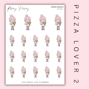 Amateur de pizza 2 | ROSEY POSEY | Transparent mat et mat | Stickers pour agendas Ring disc et Bullet Journal | RP-023