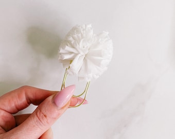 Fabric Flower Planner Clip | White Organizer Accessory