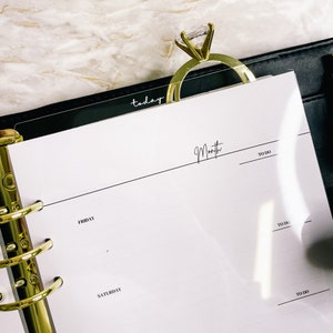 TOP CLEAR TAB | Planner Divider | Acetate | White Script Font |  luxury monthly Lady Boss designer Planner Agenda A5 Personal size gm mm pm