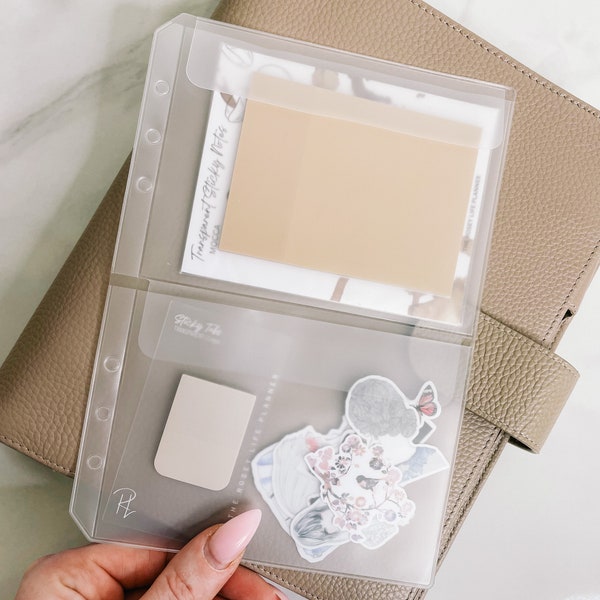 PLANNER POCKET | A5 Size | Frosted Transparent | Planner Storage for Stickers, Cards, Receipts, photos | Organization Dashboard | PVC