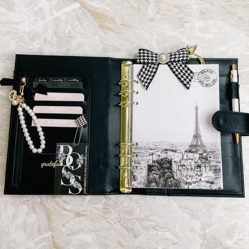 Luxury Planner Cover Quilted Black A5 Vegan Lambskin Etsy