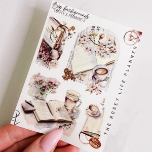 PEGATINAS PARA PLANIFICADORAS / Café y planificación X / Pegatinas decorativas para planificadores / Gm Mm / A5 A6 B6 Personal Pocket / Hp Half Letter Mini&Classic
