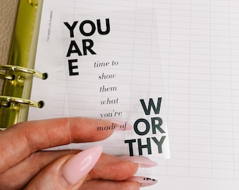CLEAR JOURNALING CARD | Selfcare | Minimalist | Bookmark | Planner Page Marker | Motivational Quote | Mm A5 A6  Personal Pocket | Hobonichi