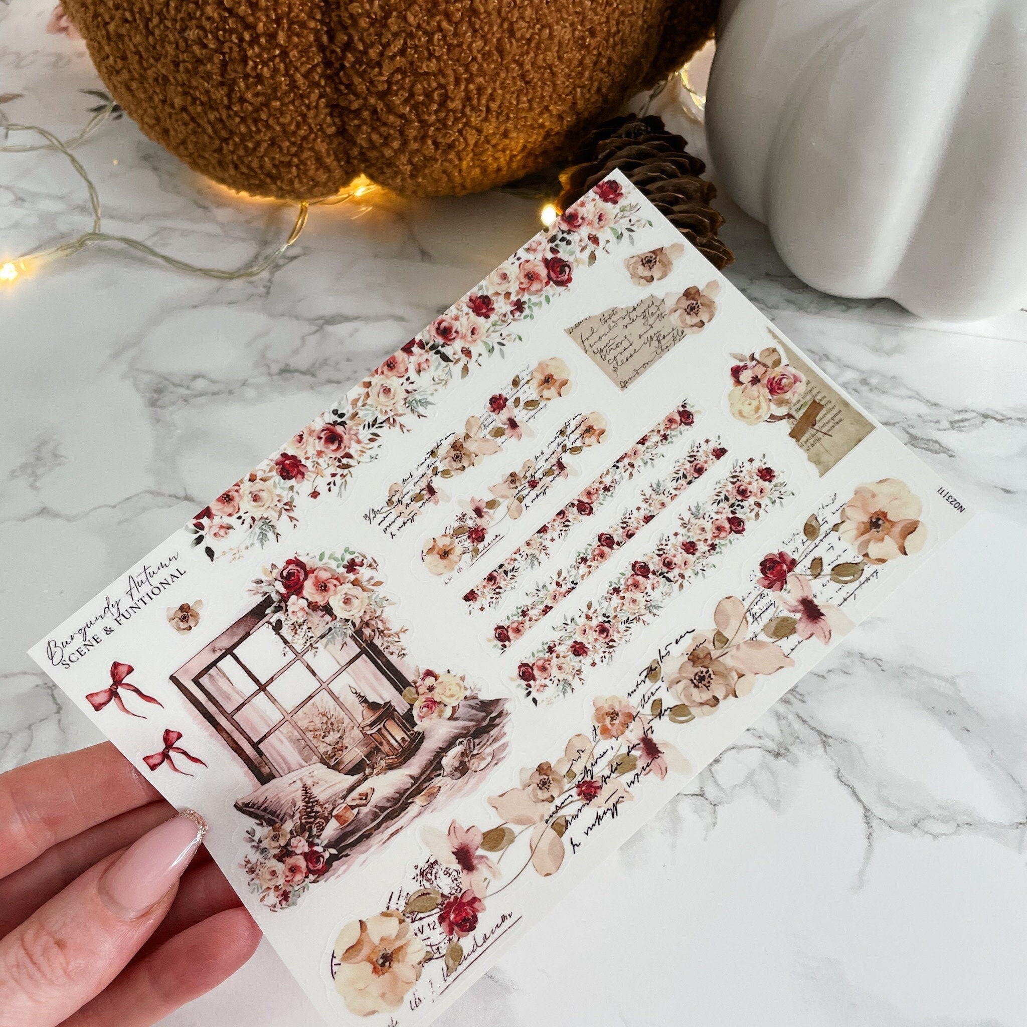 プランナー ステッカー | Nov23 バーガンディ オータム 11 | プランナー デコ 和紙テープ | Gm Mm | A5 A6 ポケット |  Hp ハーフレター ミニ & クラシック 秋の雰囲気 - Etsy 日本