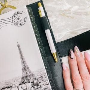 CRYSTAL CLEAR TABS | Monthly Planner Dividers | Acetate | White Script font | For  monthly weekly Lady Boss designer Planner Agenda A5 A6 A7