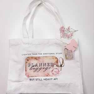 Tote Bag | Planner Baggage | White Canvas |  Storage | Planner Girl Pouch | Planner Supplies |