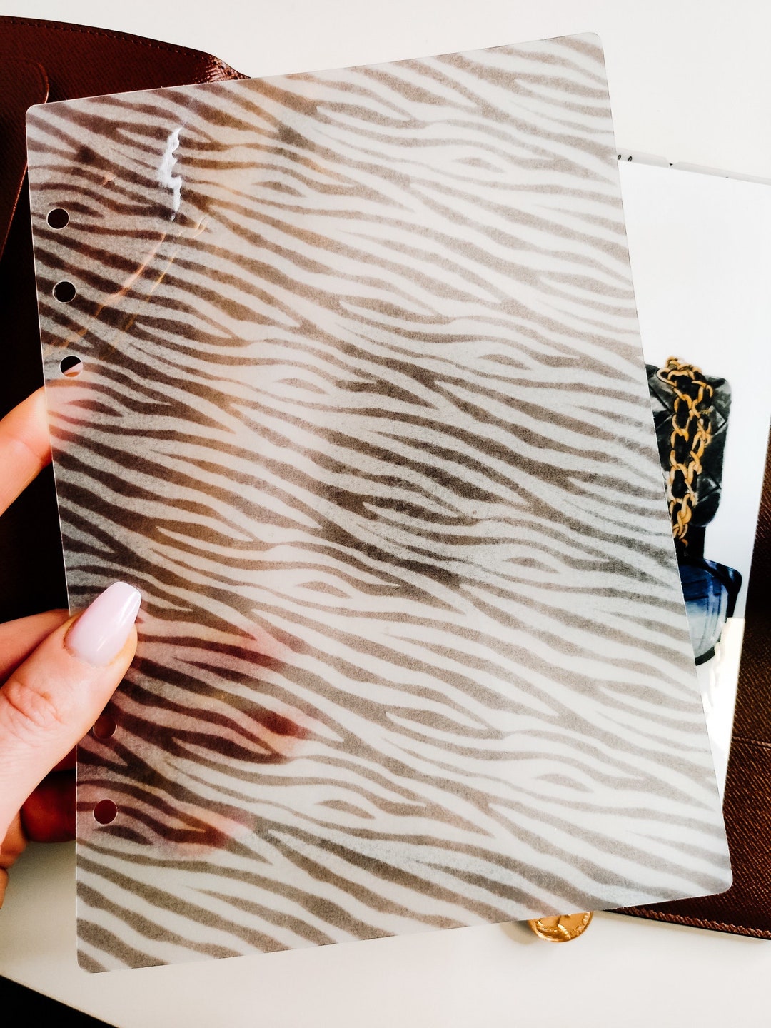 Zebra Print Laminated Vellum Dashboard for Any Planner Size Type A5 A6