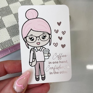 JOURNALING KARTE | Rosey Posey Kaffee & Zuversicht | Lesezeichen | Dekor | Seitenmarkierer | Motivierend A5 A6 Persönliche Tasche | Hobonichi