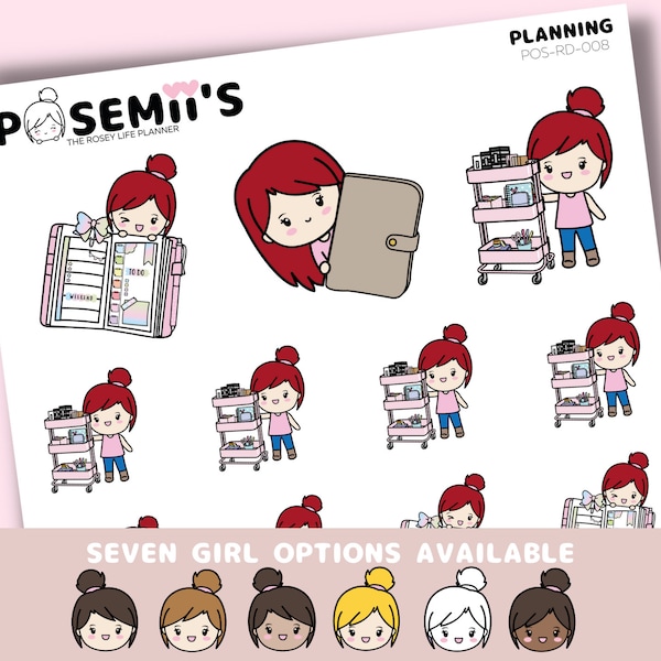 PLANUNG EMOTI GIRLS pt. 1 | Kawaii Charakter Sticker | Plan | Hobonichi, Bullet Journal & Ring und Hp Planner | Emotis Pos-008