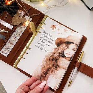 PLANNER DASHBOARD Vellum Autumn Fashion Girl Motivational A5 A6 B6 ...