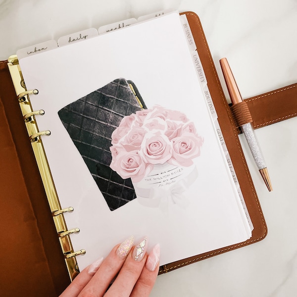 PLANNER DASHBOARD | Fashion Flowers Planner Theme | Motivational | Gm Mm | A5 A6 B6 Personal Pocket | HP Half Letter Mini & Classic | Vellum