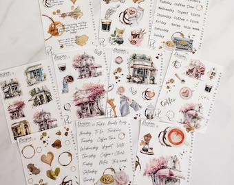 PLANNER STICKERS | Parisian Spring Cafe Collection | Planner Deco stickers | Gm Mm | A5 A6 B6 Personal Pocket | Half Letter Mini & Classic