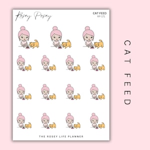 Mangime per gatti / ROSEY POSEY / Adesivi trasparenti opachi e opachi / Adesivi per planner per dischetti ad anello e Bullet Journal / RP-171