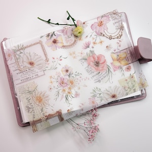 A4-decovel | Perkament-bloemen en elementen-goudfolie | 25 juni | voor planner of boek | Plannerdecoratie | Elegant |